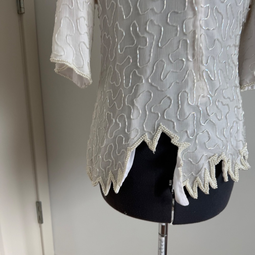 Vintage Silk Beaded Ivory Top - Picture 13 of 13
